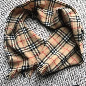 Burberry Vintage Cashmere Plaid Scarf with fringe